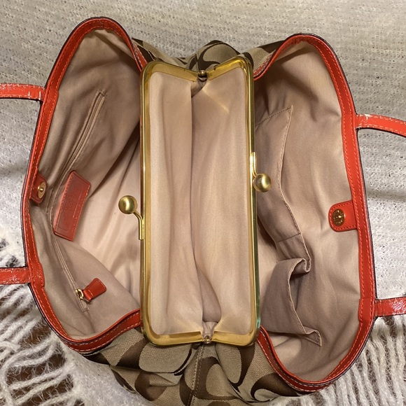 Red & Tan Coach Purse - Picture 12 of 15